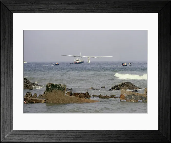 Framed Print : Gossamer Albatross Approaching French Shore Framed Print : Gossamer Albatross Approaching French Shore