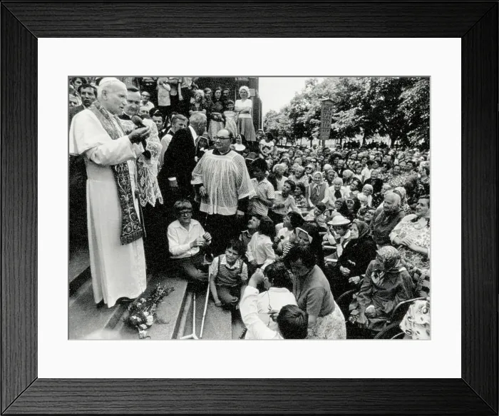 Framed Print : Pope John Paul II Talks To Elderly