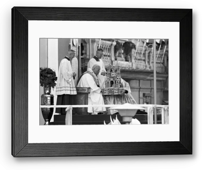 Framed Print : Pope John Paul II Receives a Model of St. Mary's Church Framed Print : Pope John Paul II Receives a Model of St. Mary's Church