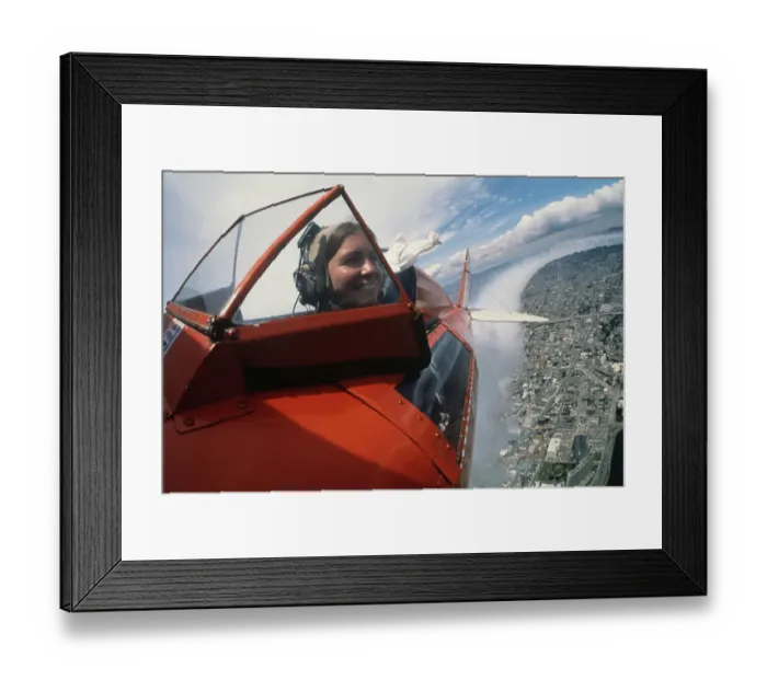 Framed Print : Pepsi Skywriter Peggy Davies In The Air Framed Print : Pepsi Skywriter Peggy Davies In The Air