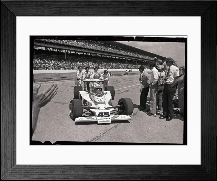 Framed Print : Janet Guthrie in Indy Race Car Framed Print : Janet Guthrie in Indy Race Car