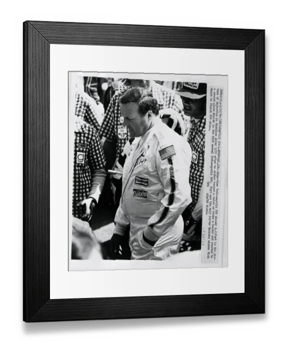 Framed Print : A.J. Foyt Looking Dejected Framed Print : A.J. Foyt Looking Dejected