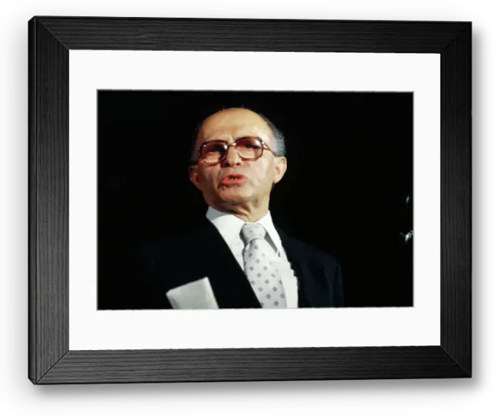 Framed Print : Menachem Begin Speaking to Press Framed Print : Menachem Begin Speaking to Press