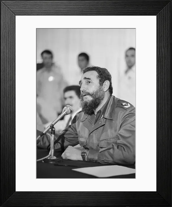 Framed Print : Fidel Castro Speaking at Press Conference Framed Print : Fidel Castro Speaking at Press Conference
