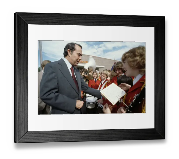Framed Print : Bob Dole. Senator Bob Dole (1923 - 2021) meeting young musicians while Framed Print : Bob Dole. Senator Bob Dole (1923 - 2021) meeting young musicians while