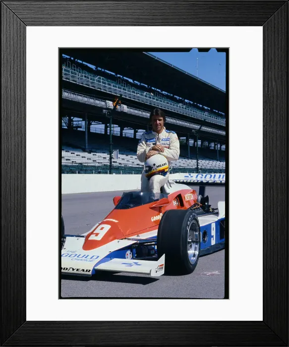 Framed Print : Rick Mears Sitting on Race Car Framed Print : Rick Mears Sitting on Race Car