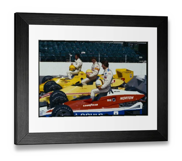 Framed Print : Indianapolis 500 Starters Sitting on Their Racing Cars Framed Print : Indianapolis 500 Starters Sitting on Their Racing Cars