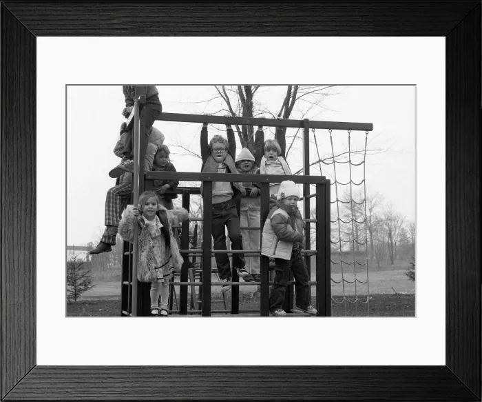 Framed Print : Group Of Children Playing On Jungle Gym Framed Print : Group Of Children Playing On Jungle Gym
