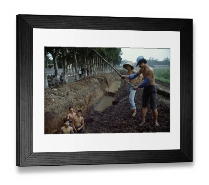 Framed Print : Chinese Workers Digging A Ditch Framed Print : Chinese Workers Digging A Ditch