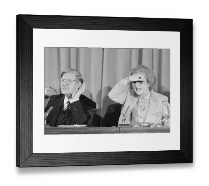 Framed Print : Margaret Thatcher and Chancellor Helmut Schmidt Gesturing Framed Print : Margaret Thatcher and Chancellor Helmut Schmidt Gesturing