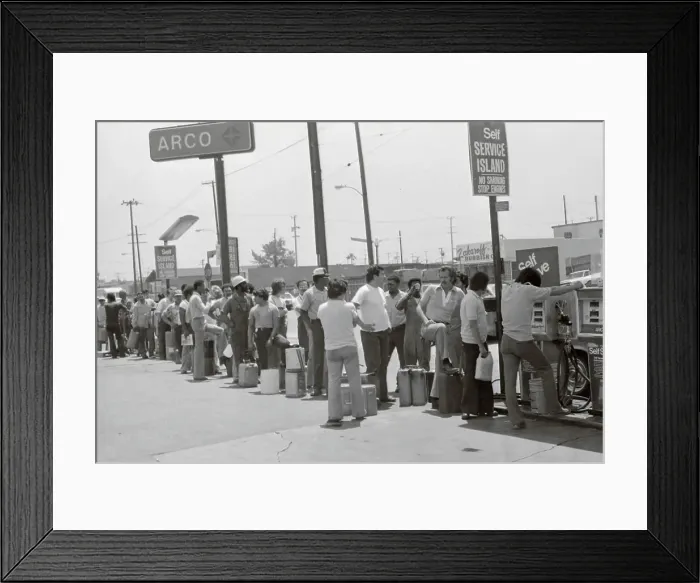 Framed Print : Long Line of Customers at Gas Station Framed Print : Long Line of Customers at Gas Station