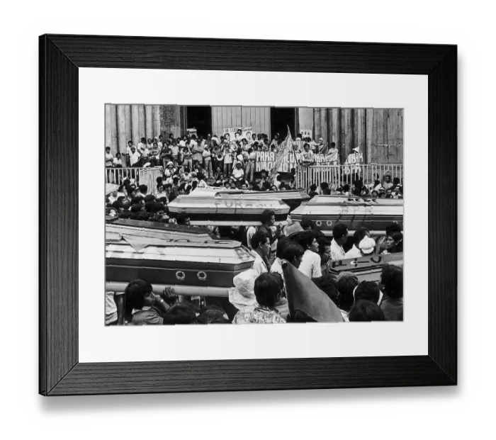 Framed Print : Crowd Carrying Coffins Through Street