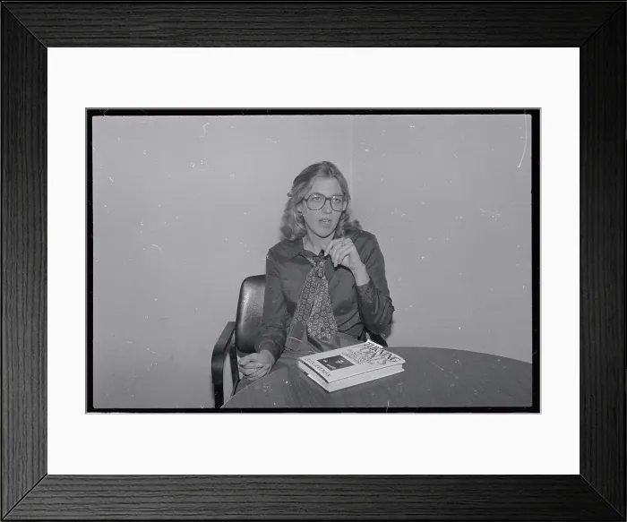 Framed Print : Author Ellen Goodman Sitting with Her Book Framed Print : Author Ellen Goodman Sitting with Her Book