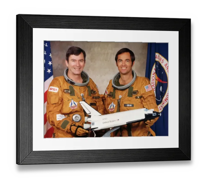 Framed Print : Astronauts Holding Model Space Shuttle Framed Print : Astronauts Holding Model Space Shuttle