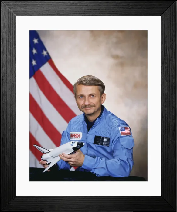 Framed Print : Owen Garriott Holding Model Space Shuttle Framed Print : Owen Garriott Holding Model Space Shuttle