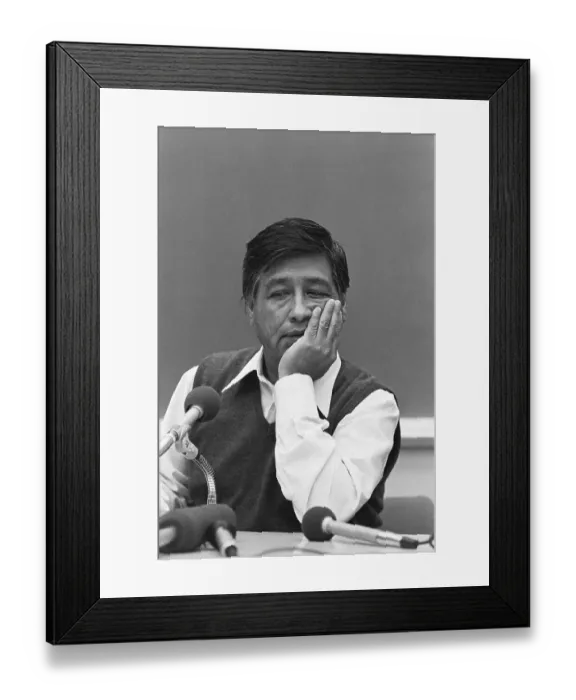 Framed Print : Cesar Chavez W / Hand To Chin Framed Print : Cesar Chavez W / Hand To Chin