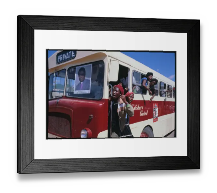 Framed Print : Bus Riders as Political Supporters Framed Print : Bus Riders as Political Supporters