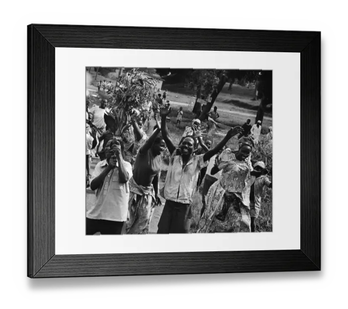 Framed Print : Civilians Celebrating Successful Coup D'Etat in Uganda Framed Print : Civilians Celebrating Successful Coup D'Etat in Uganda