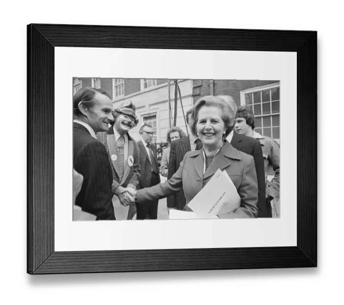Framed Print : Margaret Thatcher Shaking Hands W / Clown Framed Print : Margaret Thatcher Shaking Hands W / Clown