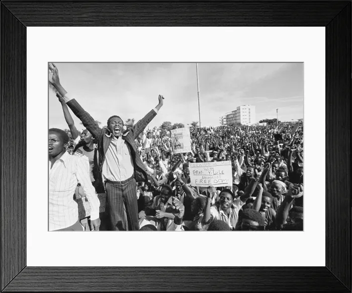 Framed Print : Ugandan Crowds Cheer New President's Speech Framed Print : Ugandan Crowds Cheer New President's Speech