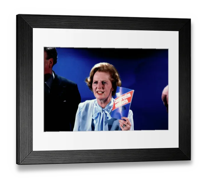 Framed Print : Margaret Thatcher Holds Party Manifesto Framed Print : Margaret Thatcher Holds Party Manifesto