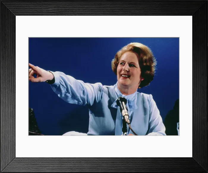 Framed Print : Margaret Thatcher Gesturing While at Microphone Framed Print : Margaret Thatcher Gesturing While at Microphone