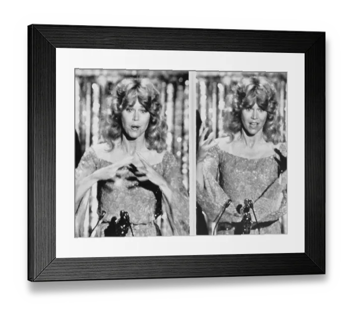 Framed Print : Jane Fonda Giving Oscar Speech in Sign Language Framed Print : Jane Fonda Giving Oscar Speech in Sign Language