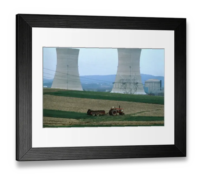 Framed Print : Tractor Driving Past Nuclear Power Plant Framed Print : Tractor Driving Past Nuclear Power Plant