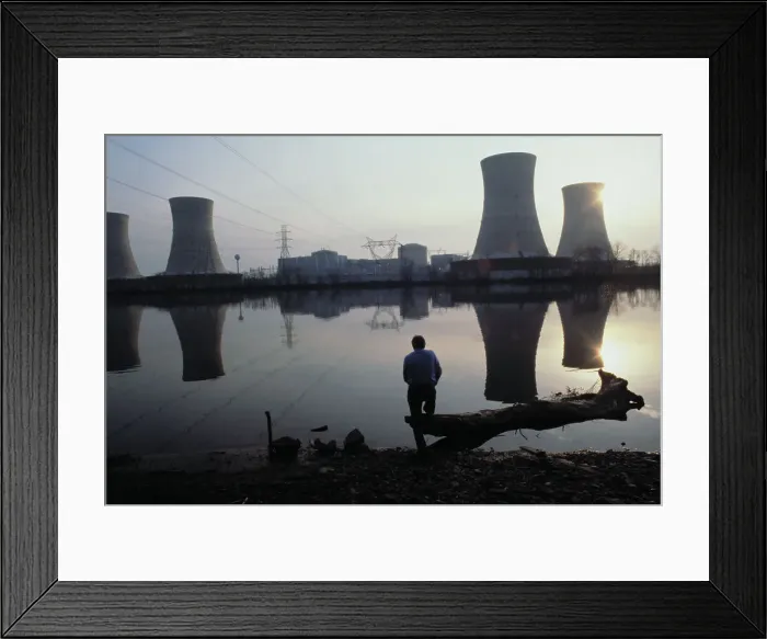 Framed Print : Sun Setting Behind Nuclear Cooling Towers and Reactor Framed Print : Sun Setting Behind Nuclear Cooling Towers and Reactor