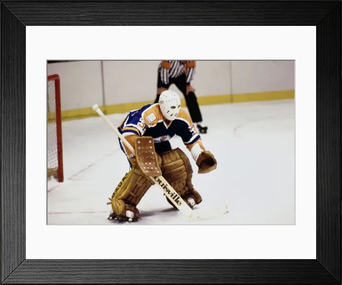 Framed Print : Eddie Mio. Edmonton Oilers goaltender Eddie Mio in action in front of goal Framed Print : Eddie Mio. Edmonton Oilers goaltender Eddie Mio in action in front of goal