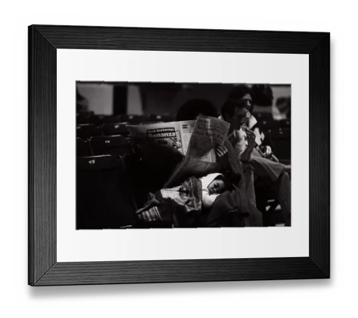 Framed Print : Woman Reading Newspaper W / Child On Lap Framed Print : Woman Reading Newspaper W / Child On Lap