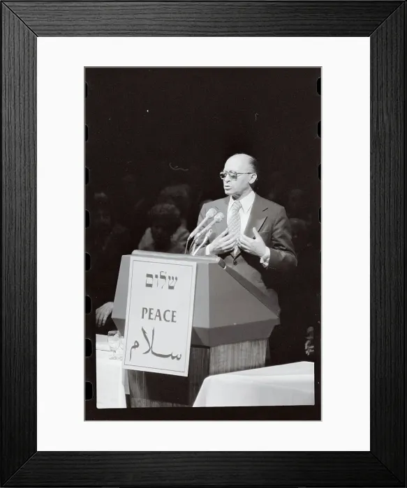 Framed Print : Menachem Begin Addressing; Gesturing Framed Print : Menachem Begin Addressing; Gesturing