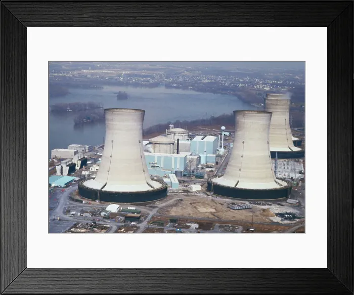 Framed Print : Aerial View of Three Mile Island Cooling Towers Framed Print : Aerial View of Three Mile Island Cooling Towers