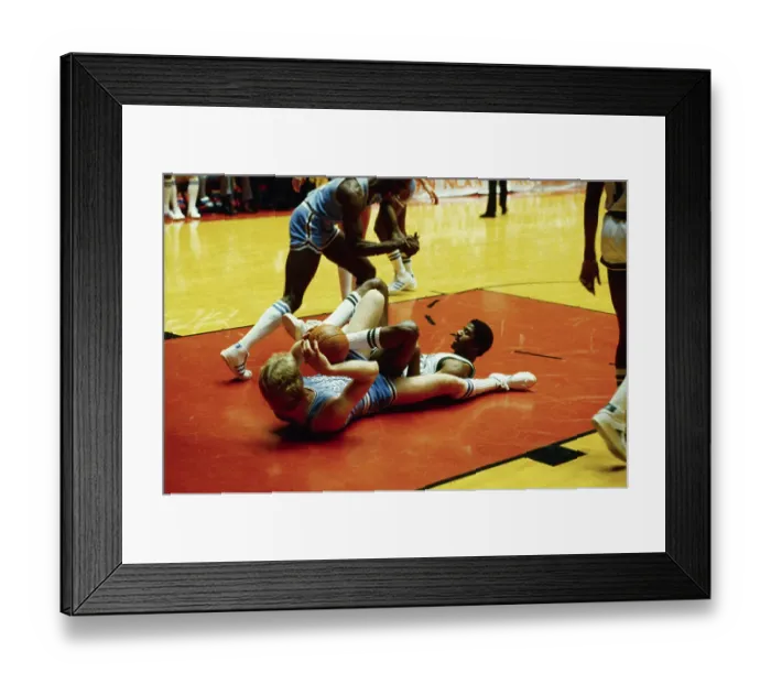 Framed Print : Larry Bird Scrambling to Get up from Floor Framed Print : Larry Bird Scrambling to Get up from Floor