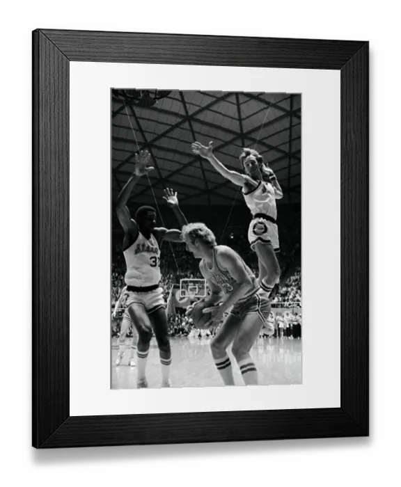 Framed Print : Michigan State Team Guarding Against Larry Bird Framed Print : Michigan State Team Guarding Against Larry Bird