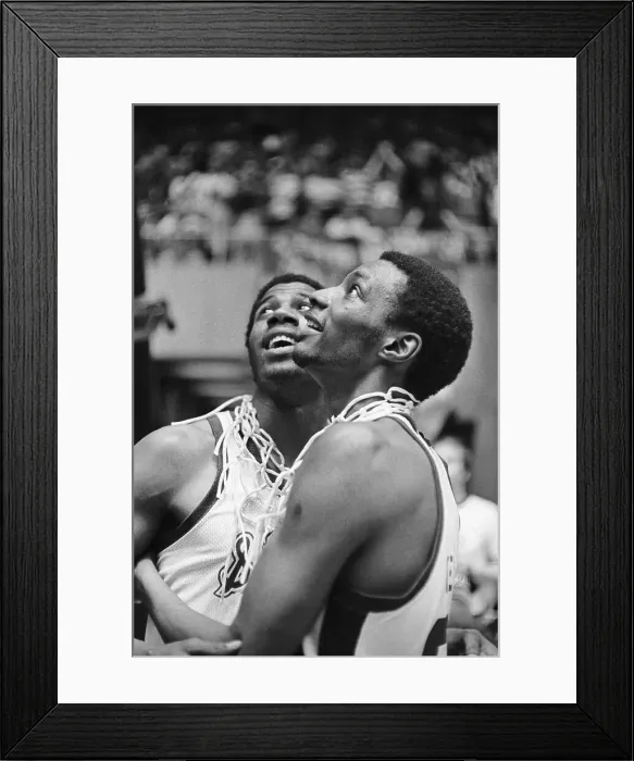 Framed Print : Magic Johnson With Teammate After Victory Framed Print : Magic Johnson With Teammate After Victory