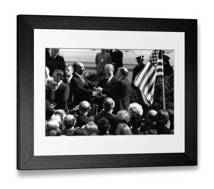 Framed Print : Shaking Hands After Signing Camp David Accords Framed Print : Shaking Hands After Signing Camp David Accords