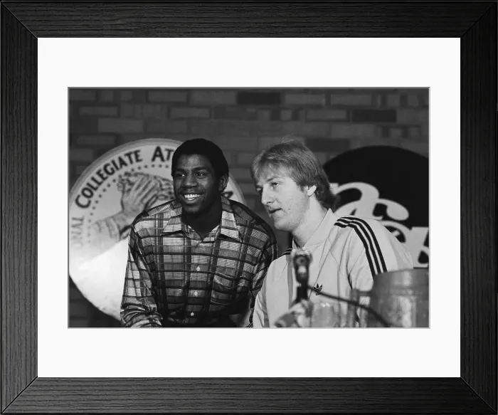 Framed Print : Magic Johnson and Larry Bird at Press Conference Framed Print : Magic Johnson and Larry Bird at Press Conference