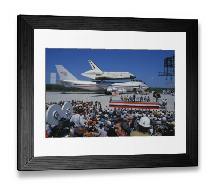 Framed Print : Spectators Watching Arrival of Columbia