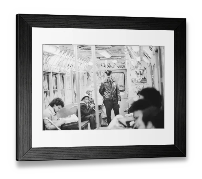 Framed Print : Police Officer Riding Subway Train Framed Print : Police Officer Riding Subway Train