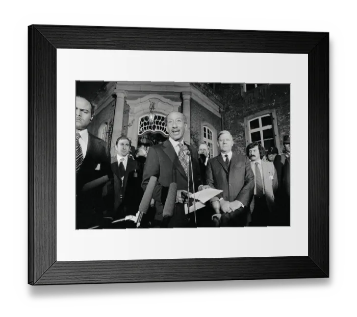 Framed Print : Anwar Sadat and Helmut Schmidt at German Ceremony Framed Print : Anwar Sadat and Helmut Schmidt at German Ceremony