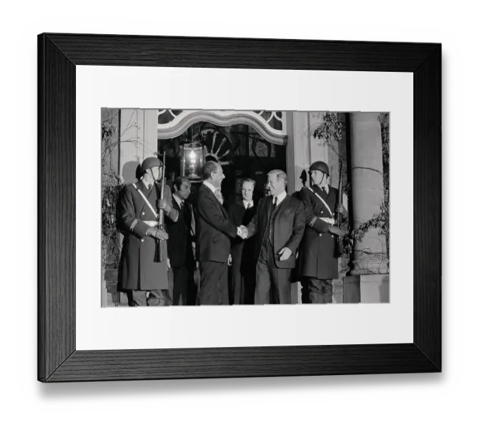 Framed Print : Anwar Sadat and Helmut Schmidt at German Ceremony Framed Print : Anwar Sadat and Helmut Schmidt at German Ceremony