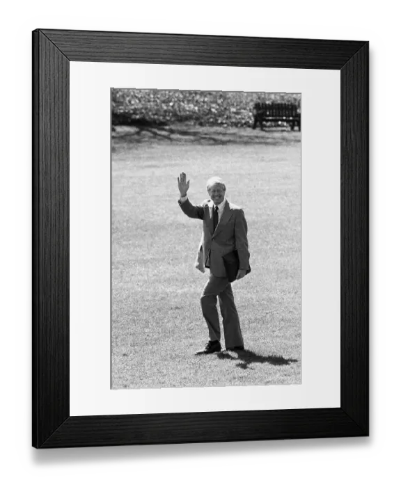 Framed Print : President Carter Waving as He Walks Framed Print : President Carter Waving as He Walks