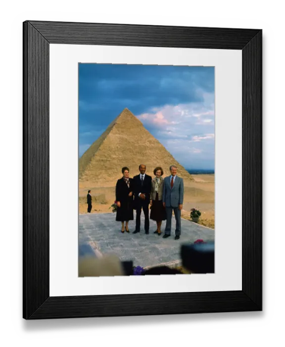 Framed Print : Jimmy and Rosalynn Carter Posing with Anwar Sadat and Wife