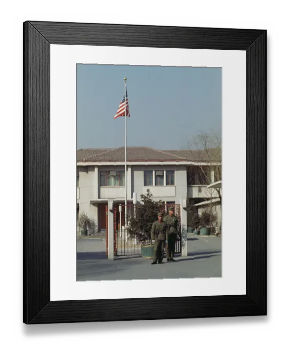 Framed Print : Chinese Guards At US Embassy Framed Print : Chinese Guards At US Embassy
