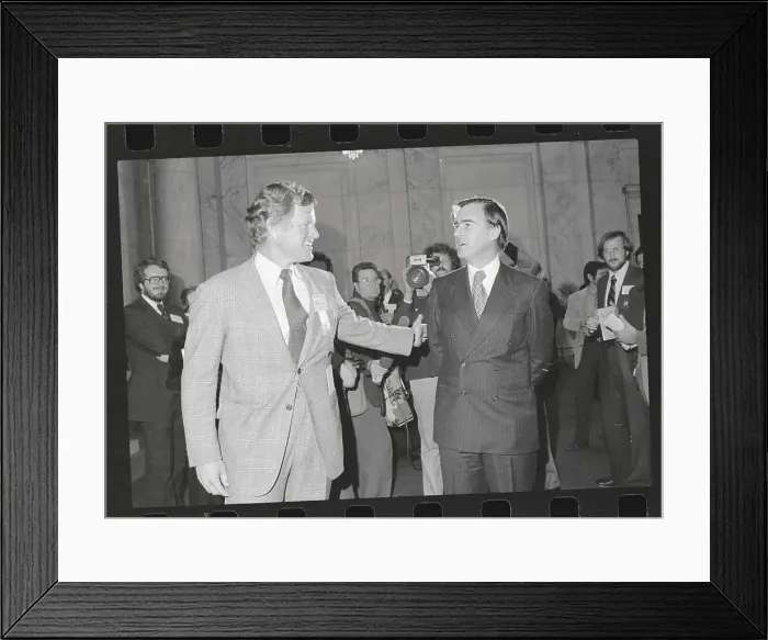 Framed Print : Edward Kennedy Conversing with Jerry Brown