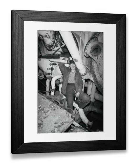 Framed Print : Navy Woman Standing Near Ship Engine Framed Print : Navy Woman Standing Near Ship Engine
