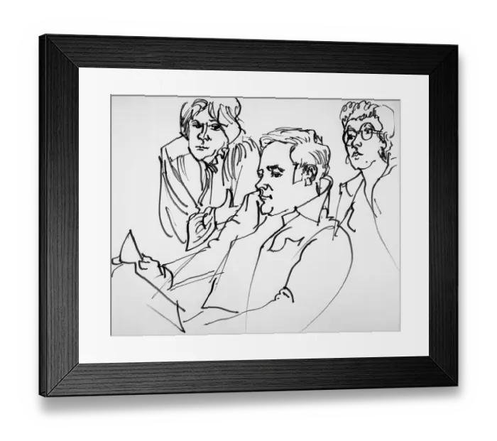 Framed Print : Court Drawing of Louis Werner Framed Print : Court Drawing of Louis Werner