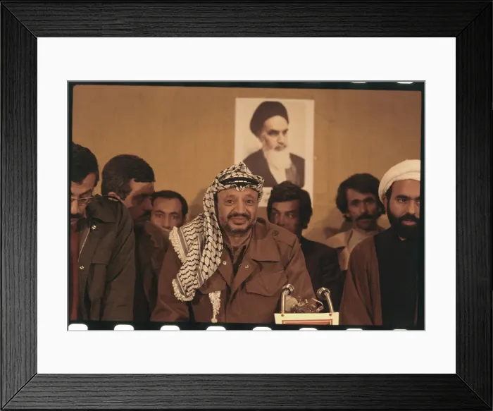 Framed Print : Yasser Arafat Speaking at Press Conference
