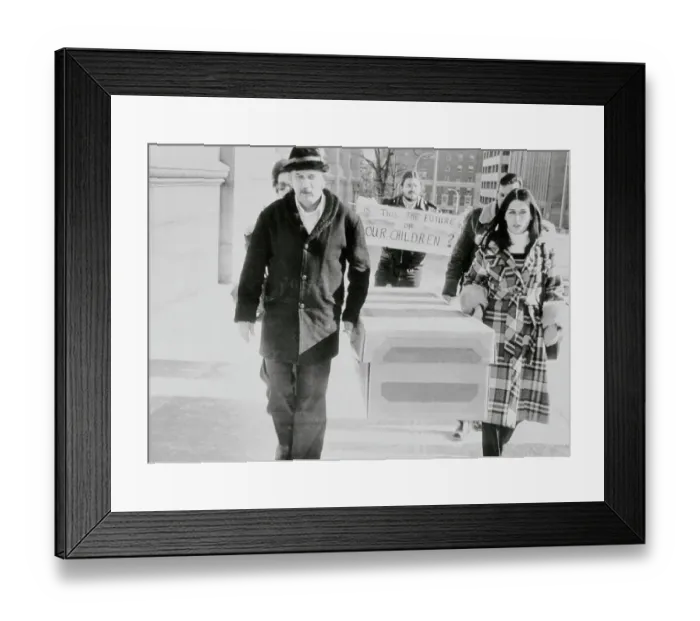 Framed Print : Residents Protesting While Carrying Coffin and Sign Framed Print : Residents Protesting While Carrying Coffin and Sign